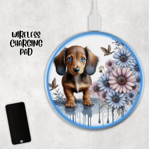 Dog with Blush Floral Charging Pad