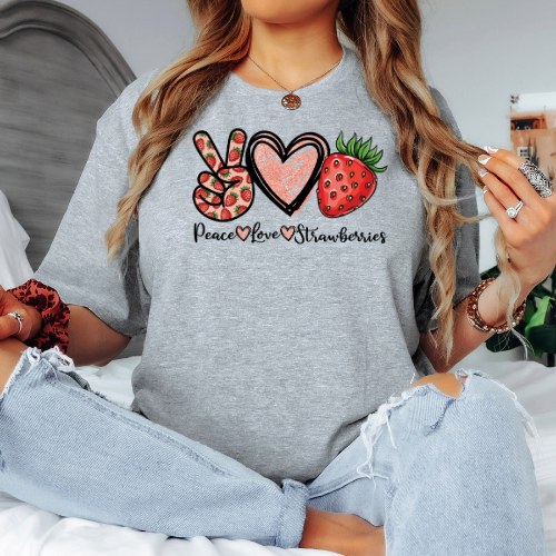Peace Love Strawberries - Black/ Red Print