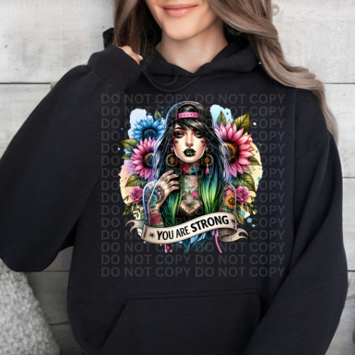 You Are Strong Green Hair Boho- Graphic Hoodie