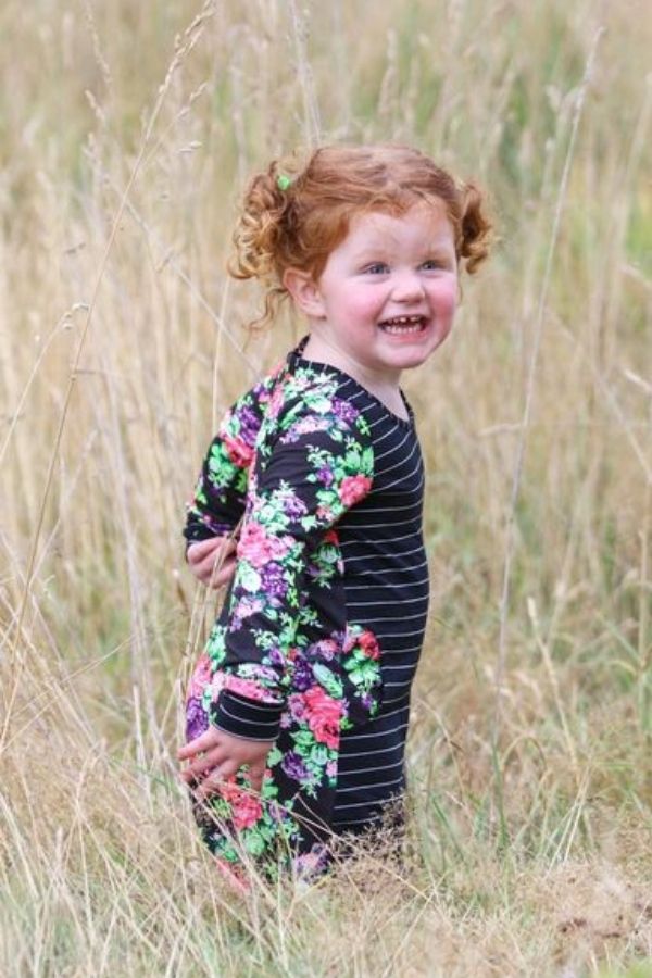 Skyla Dress Mini Me by Emily Rose Designs. Close up. Affordable, comfortable New Zealand designed girls’ dresses.