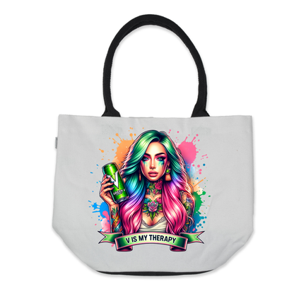 Graphic Tote Bag- Green V Is My Therapy