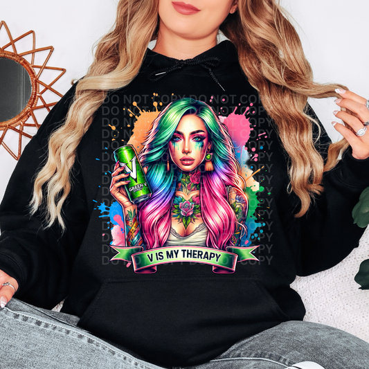 Green V is my Therapy - Graphic Hoodie