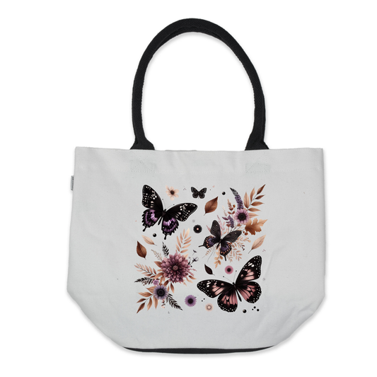 Graphic Tote Bag-Plum Butterflies