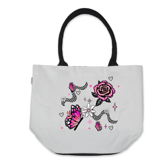 Graphic Tote Bag- Pink Heart & Rose