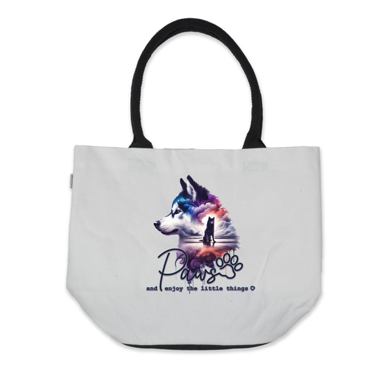 Graphic Tote Bag-Husky Paws
