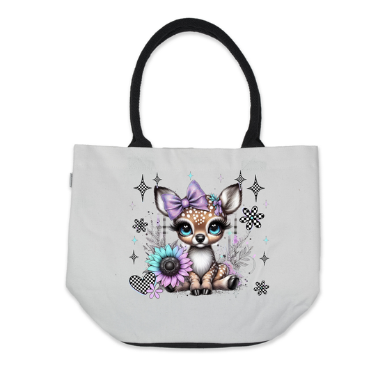 Graphic Tote Bag-Cute Deer Lilac/Teal