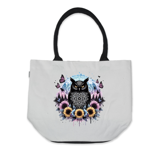 Graphic Tote Bag- Black Owl