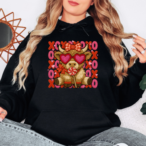 XOXO Highland Cow- Graphic Hoodie