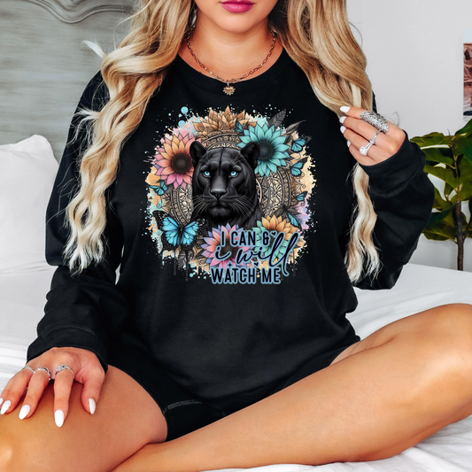 Long Sleeve Graphic T-Shirt- I Can And I Will Watch Me