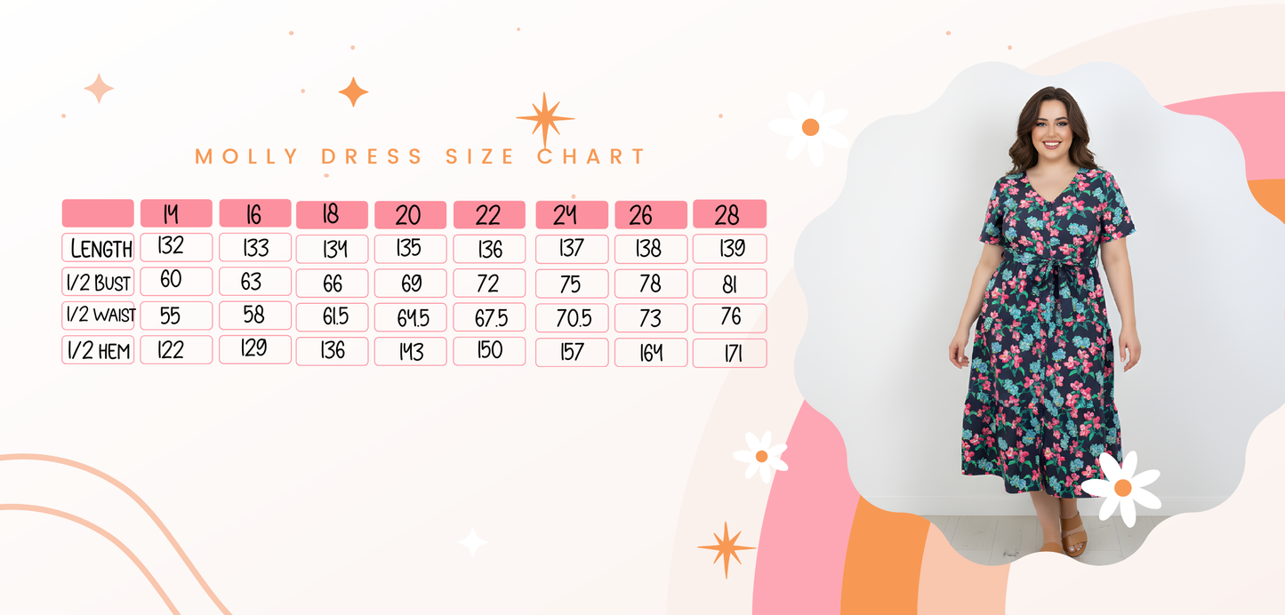 Molly Dress - Navy / Pink