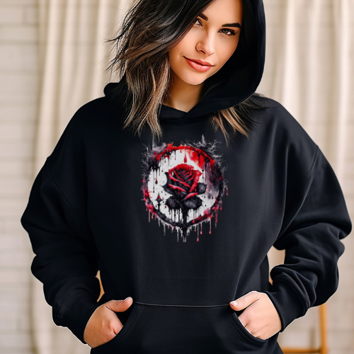 Circle Blood Rose Graphic Hoodie Emily Rose Designs