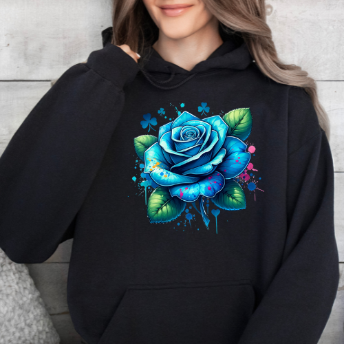 Blue Rose Graphic Hoodie
