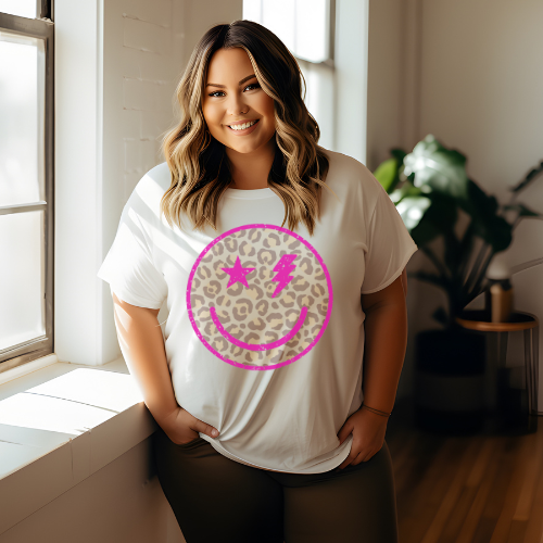 Smiley Face Pink -Graphic Tee