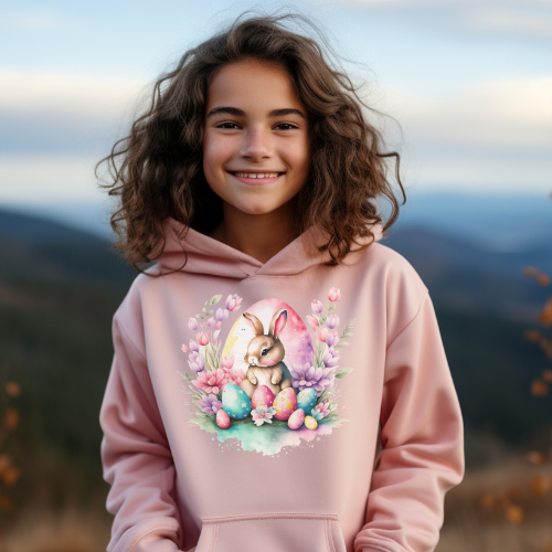 Easter Bunny with Small Eggs -Kids Hoodie