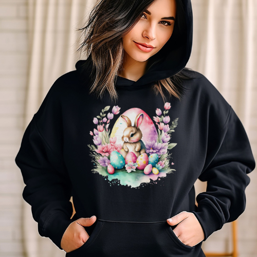 Easter Bunny with small eggs-Adults Hoodie