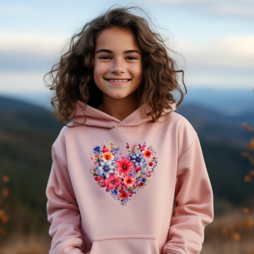 Floral Heart Kids Hoodie