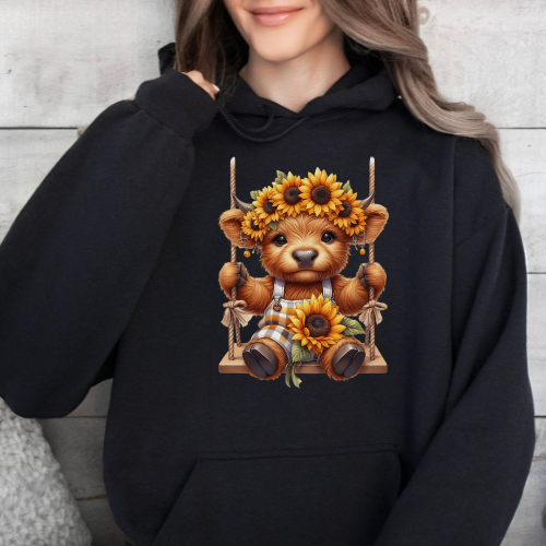 Highland Cow Sunflower - Overall Swing Design