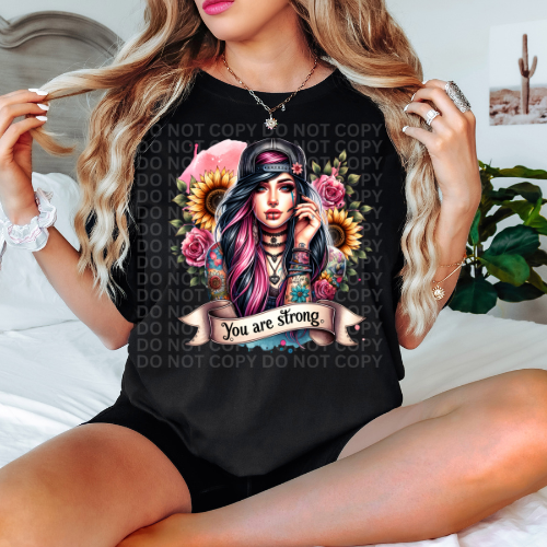 You Are Strong Pink Hair Boho -Graphic Tee
