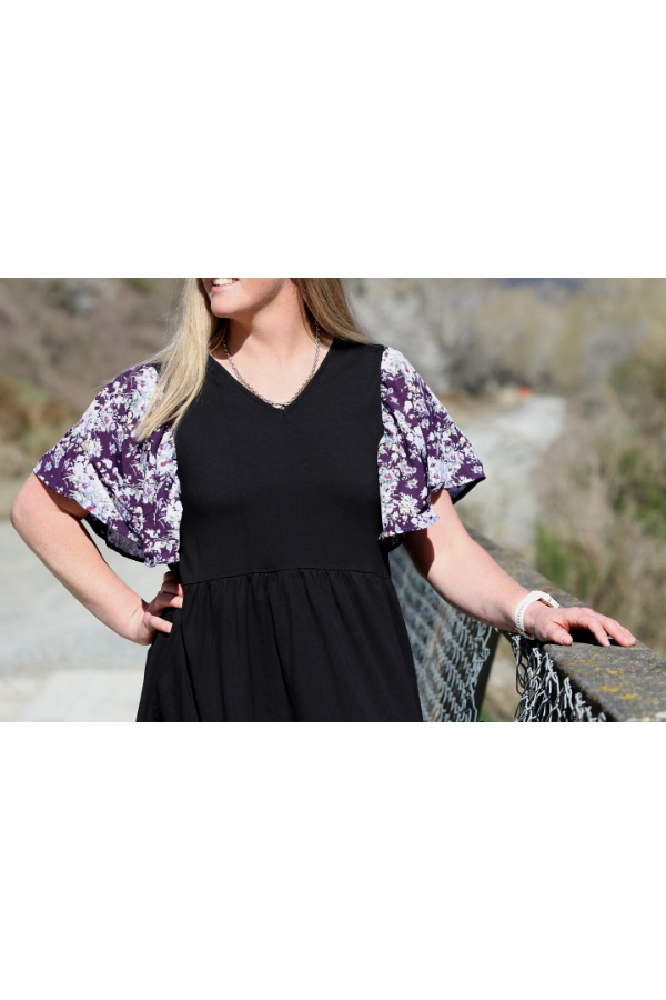 Bella Dress-Black Floral