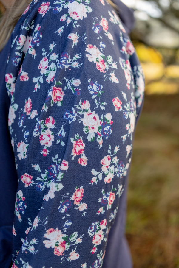 Vienna Hoodie by Emily Rose Designs Floral Sleeves view NZ Plus size women's Fashion