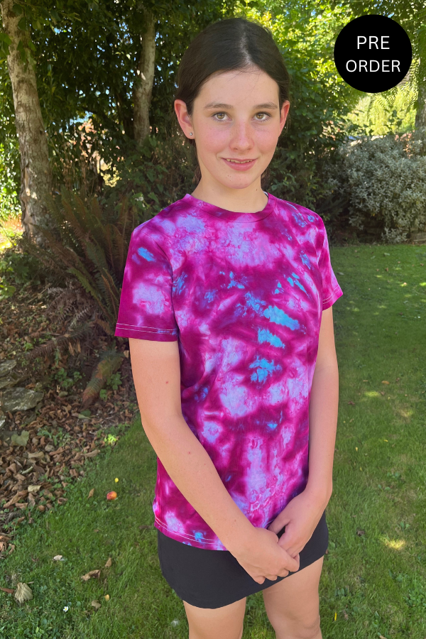 Kids Tie Dye Tee- Raspberry